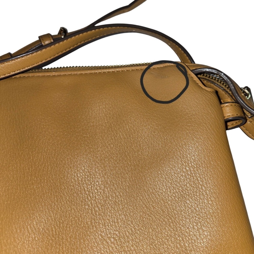 A New Day Tan Faux Leather Crossbody Bag Small Zip Organizer Camel - Picture 3 of 11